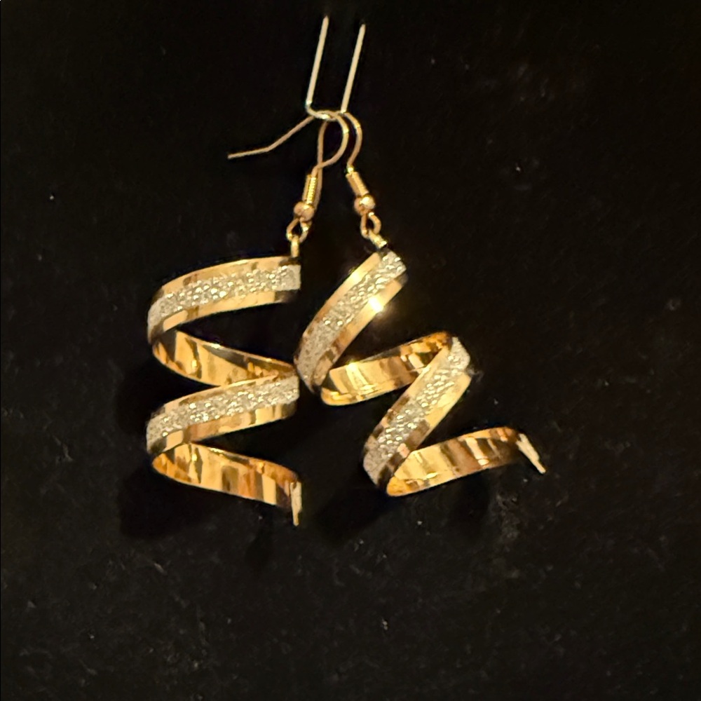 Gold and Silver Spiral Earrings